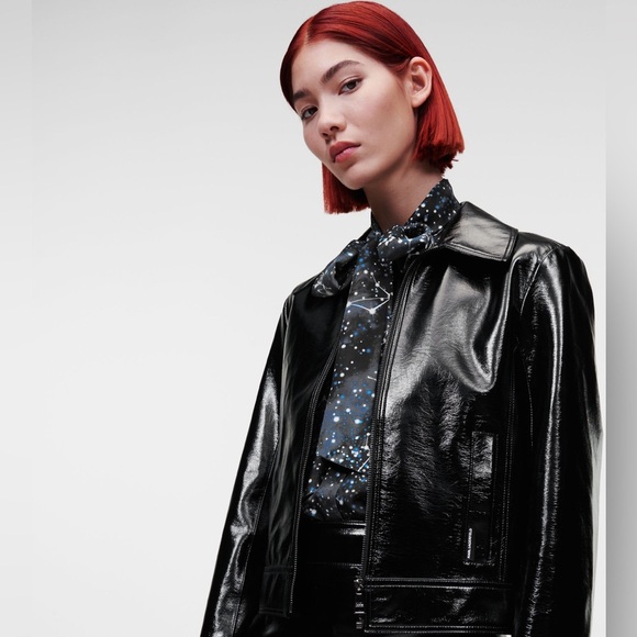 Vintage Banana Republic size 14 Patent Leather Jacket, Shiny, grunge, emo 🖤 - Picture 2 of 8